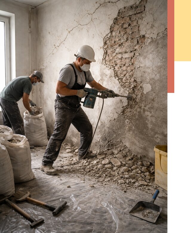 Демонтаж штукатурки со стен в Владивостоке от 7320 руб/м² — быстро и недорого | ОТДЕЛОЧНИК-Влд