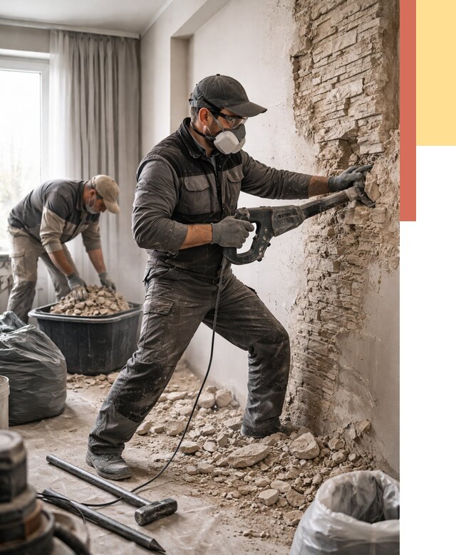 Демонтаж декоративного камня в Владивостоке от 1474 руб/м² — быстро и недорого | ОТДЕЛОЧНИК-Влд