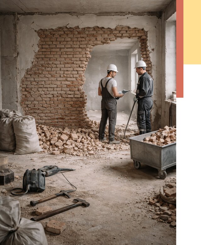 Демонтаж кирпичных стен в Владивостоке от 4270 руб. — быстро, недорого, под ключ | ОТДЕЛОЧНИК-Влд