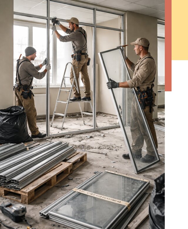 Демонтаж алюминиевых перегородок в Владивостоке от 4270 руб. — быстро и недорого | ОТДЕЛОЧНИК-Влд