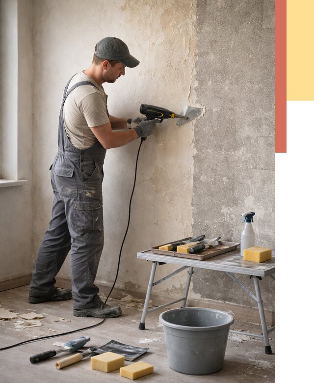 Очистка стен от клея в Владивостоке от 1881 руб. — снятие и удаление клея со стен | ОТДЕЛОЧНИК-Влд