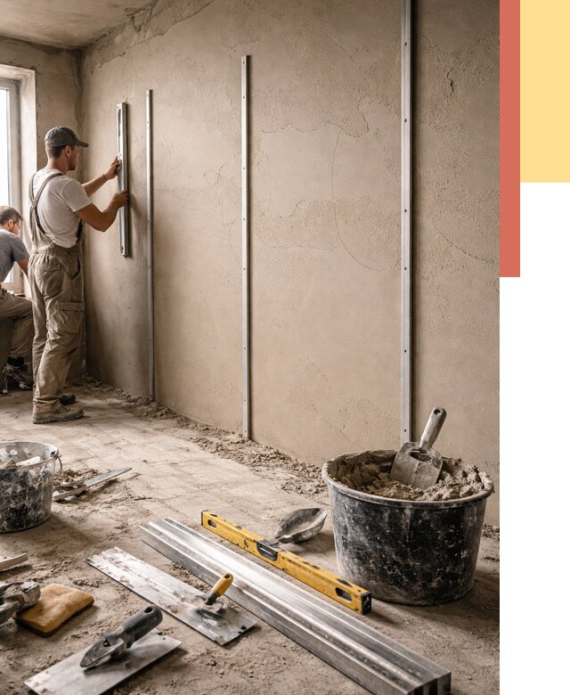 Штукатурка стен по маякам в Владивостоке от 5591 руб./м² — выравнивание под ключ | ОТДЕЛОЧНИК-Влд