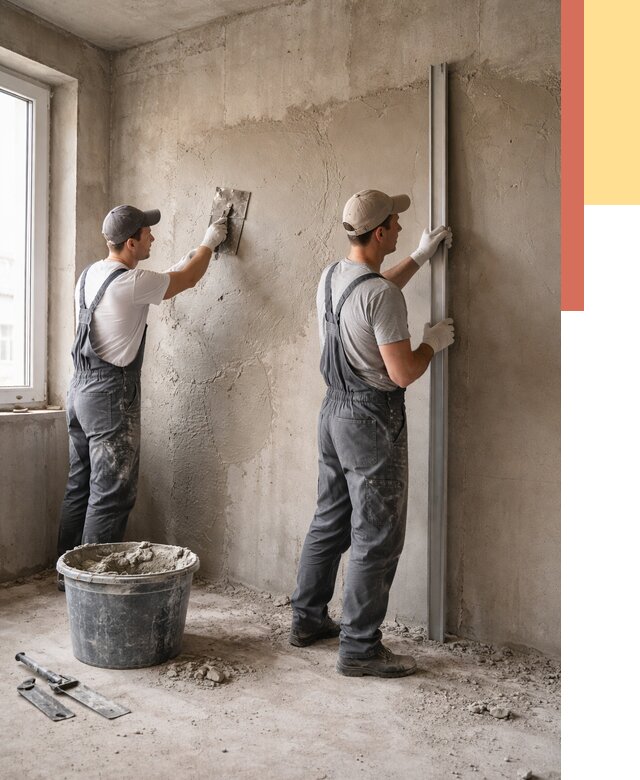 Штукатурка бетонных стен в Владивостоке от 4575 руб/м² — качественно и быстро | ОТДЕЛОЧНИК-Влд