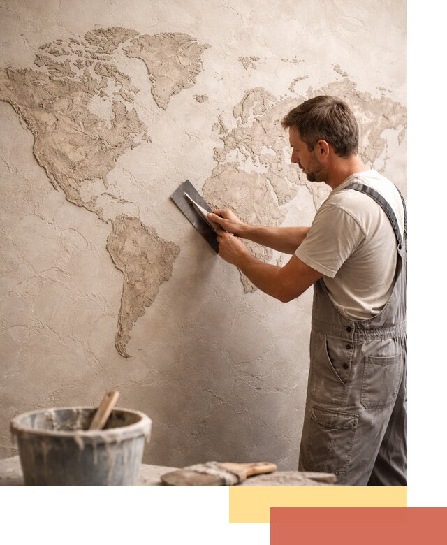 Декоративная штукатурка «Карта мира» под ключ в Владивостоке