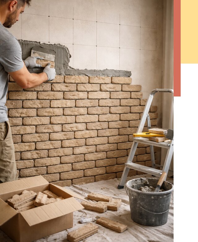 Монтаж декоративного кирпича в Владивостоке от 3253 руб./м² — быстро и недорого | ОТДЕЛОЧНИК-Влд