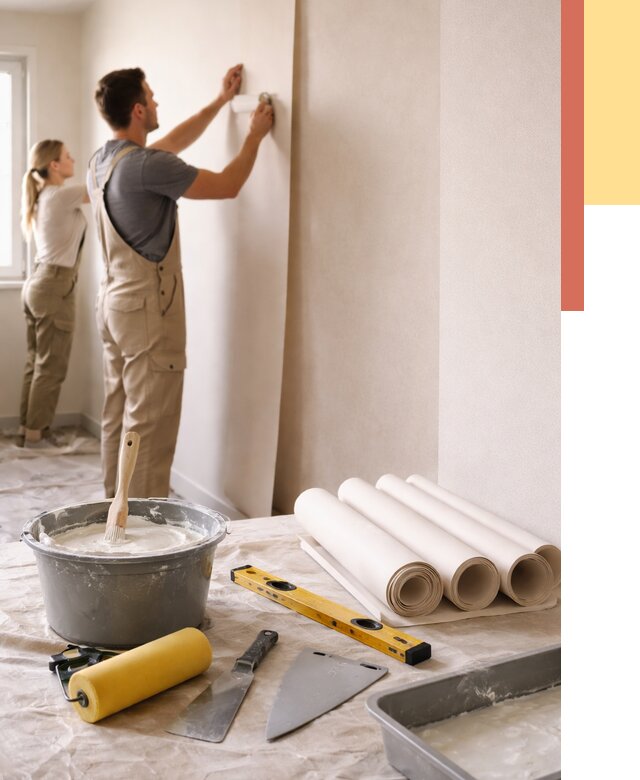 Поклейка бумажных обоев в Владивостоке от 5591 руб./м2 — быстро и недорого | ОТДЕЛОЧНИК-Влд