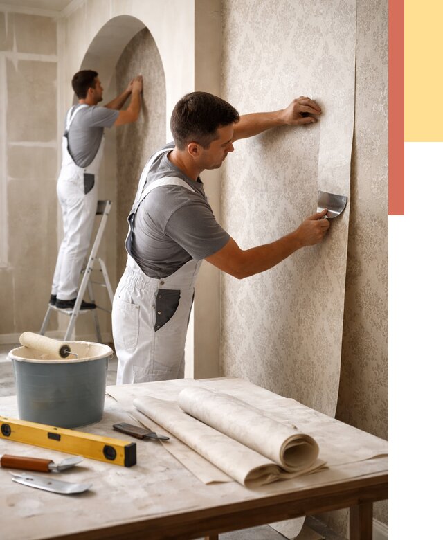 Поклейка обоев на сложные стены в Владивостоке от 2846 руб. под ключ | ОТДЕЛОЧНИК-Влд