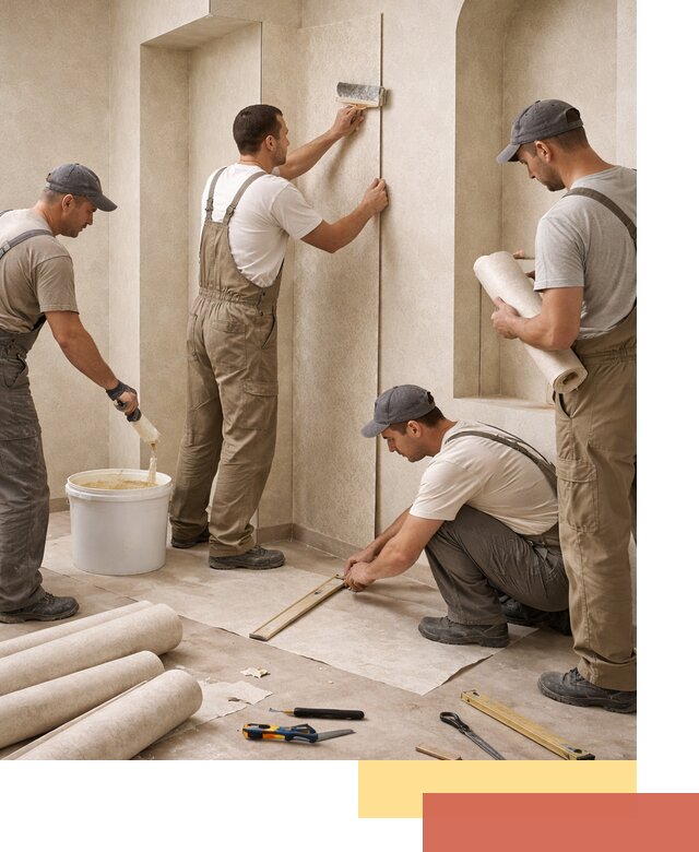 Поклейка обоев на сложные стены и неровные поверхности в Владивостоке