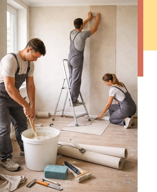 Оклейка стен обоями в Владивостоке от 3558 руб/м2 — быстро и недорого | ОТДЕЛОЧНИК-Влд