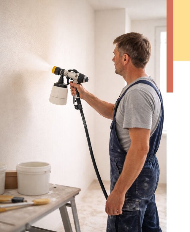 Покраска стен краскопультом в Владивостоке от 7625 руб. — механизированная покраска | ОТДЕЛОЧНИК-Влд