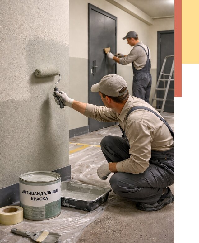 Покраска стен антивандальной краской в Владивостоке от 4575 руб./м² под ключ | ОТДЕЛОЧНИК-Влд