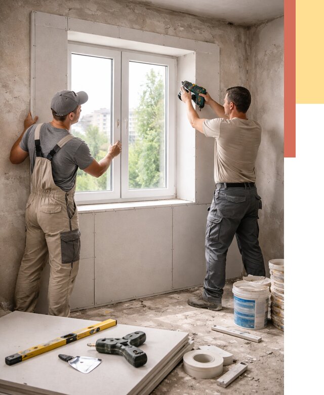 Монтаж откосов из гипсокартона в Владивостоке от 4575 руб. под ключ | ОТДЕЛОЧНИК-Влд