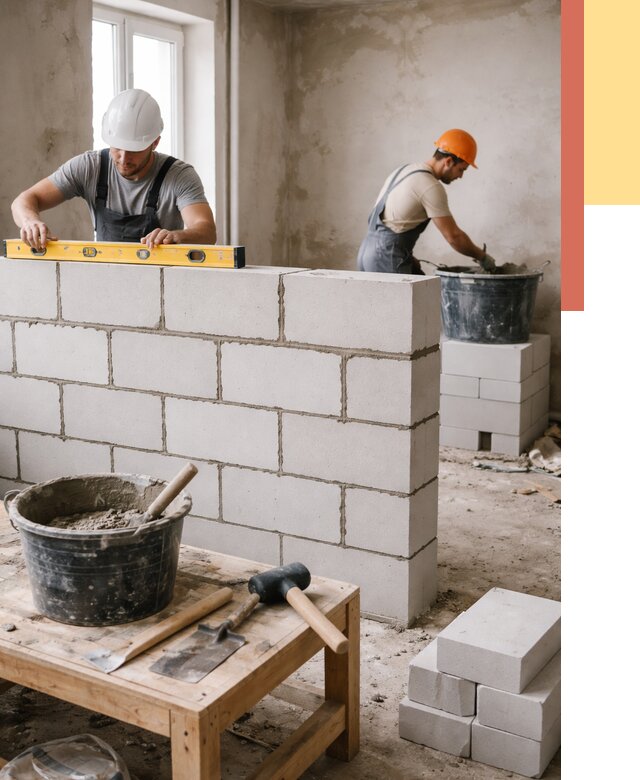 Кладка перегородок из газобетона в Владивостоке от 3253 руб. под ключ | ОТДЕЛОЧНИК-Влд