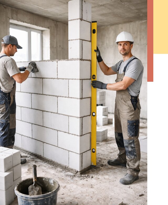 Кладка перегородок из пеноблока в Владивостоке от 1830 руб. под ключ | ОТДЕЛОЧНИК-Влд