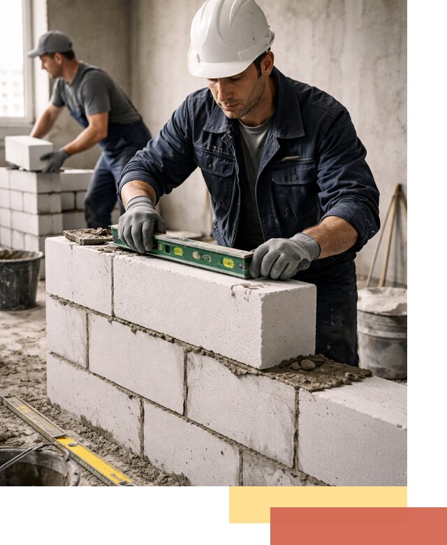 Кладка перегородок из пеноблока под ключ в Владивостоке