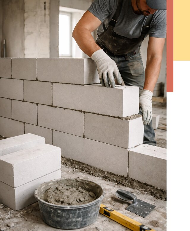 Кладка перегородок из силикатного блока в Владивостоке от 4066 руб. под ключ | ОТДЕЛОЧНИК-Влд