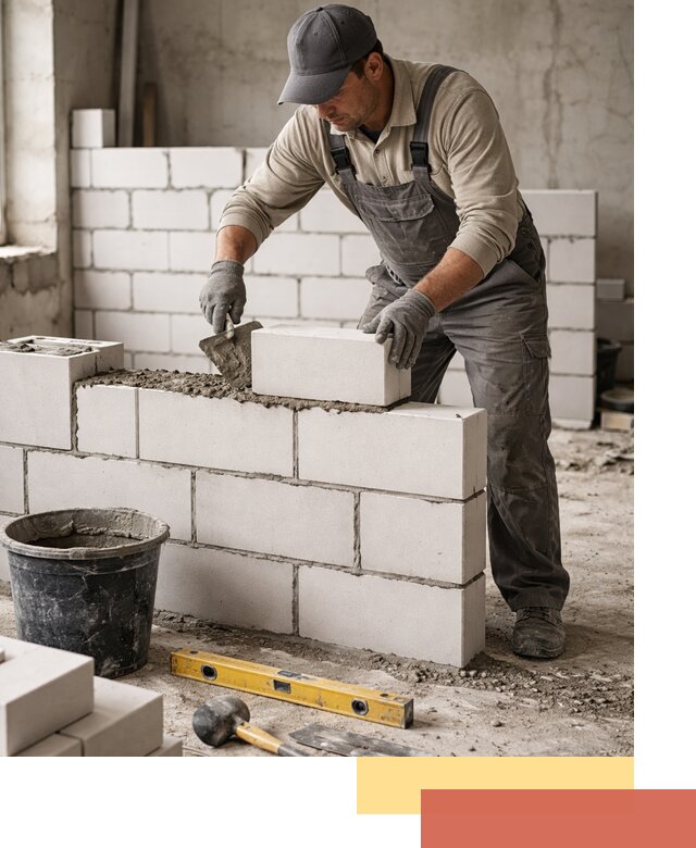 Кладка перегородок из силикатного блока в Владивостоке