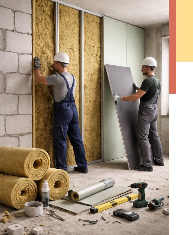 Шумоизоляция перегородок из блоков в Владивостоке от 1881 руб./м² — быстро и недорого | ОТДЕЛОЧНИК-Влд