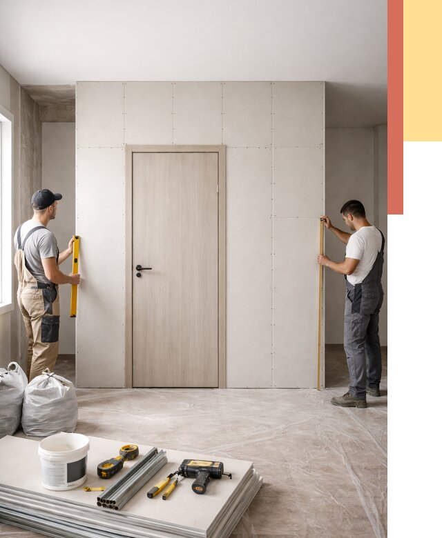 Перегородка из гипсокартона с дверью в Владивостоке от 4575 руб. под ключ | ОТДЕЛОЧНИК-Влд