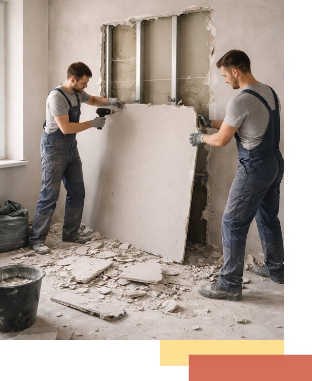 Демонтаж перегородки из гипсокартона в Владивостоке быстрый и аккуратный