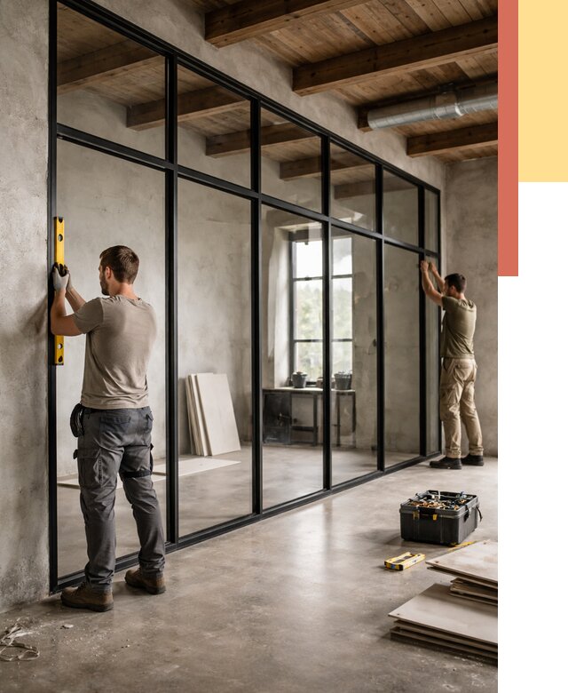 Стеклянные перегородки лофт в Владивостоке от 10674 руб. под ключ | ОТДЕЛОЧНИК-Влд