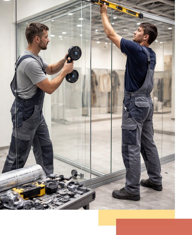 Стеклянные перегородки для магазинов в Владивостоке — монтаж и установка