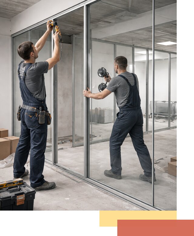 Алюминиевые перегородки со стеклом в Владивостоке — изготовление и монтаж