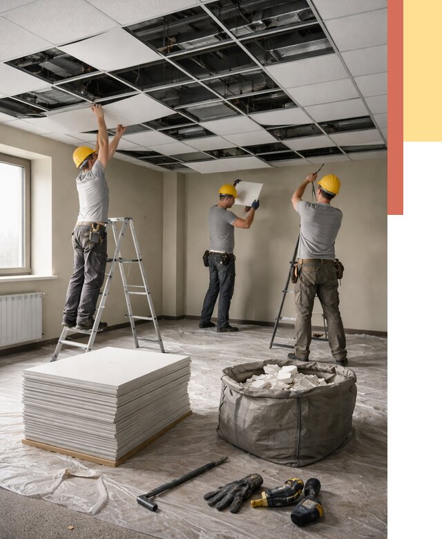 Демонтаж потолка Армстронг в Владивостоке от 4575 руб. быстро и недорого | ОТДЕЛОЧНИК-Влд