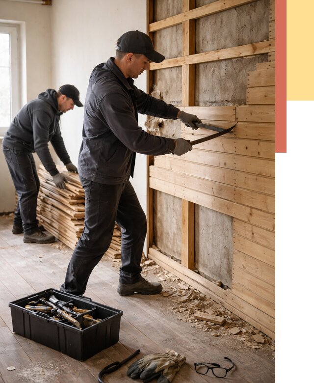 Демонтаж вагонки в Владивостоке от 3863 руб/м2 — быстро и недорого | ОТДЕЛОЧНИК-Влд