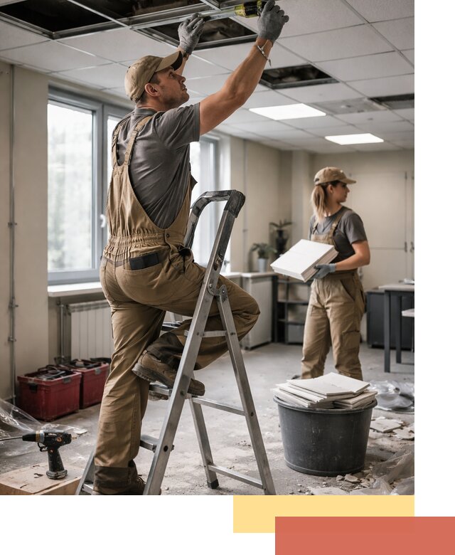 Ремонт потолка Армстронг и замена плит в Владивостоке