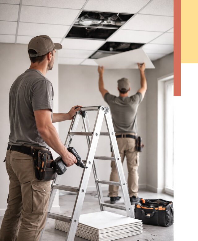 Обслуживание подвесного потолка в Владивостоке от 3558 руб. — быстро и недорого | ОТДЕЛОЧНИК-Влд