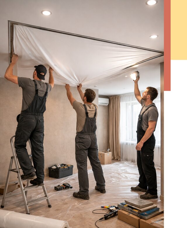 Монтаж ПВХ натяжного потолка в Владивостоке от 3558 руб. под ключ | ОТДЕЛОЧНИК-Влд