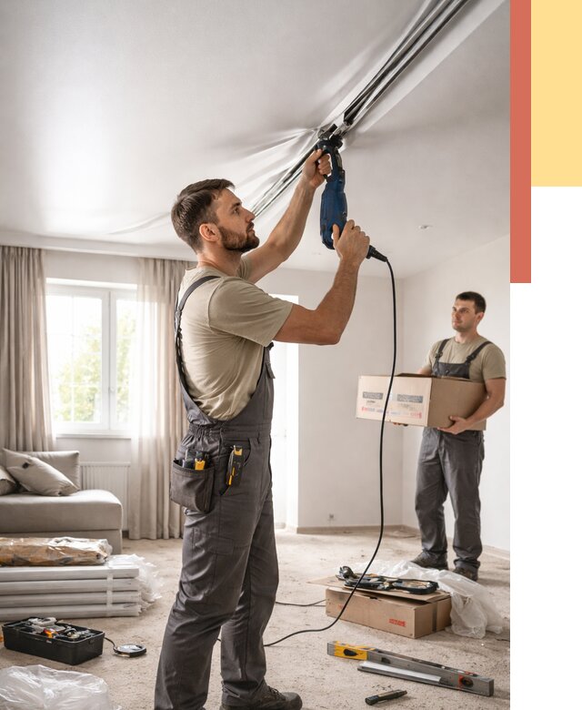 Монтаж сатинового натяжного потолка в Владивостоке от 3558 руб. | Быстро, недорого — ОТДЕЛОЧНИК-Влд