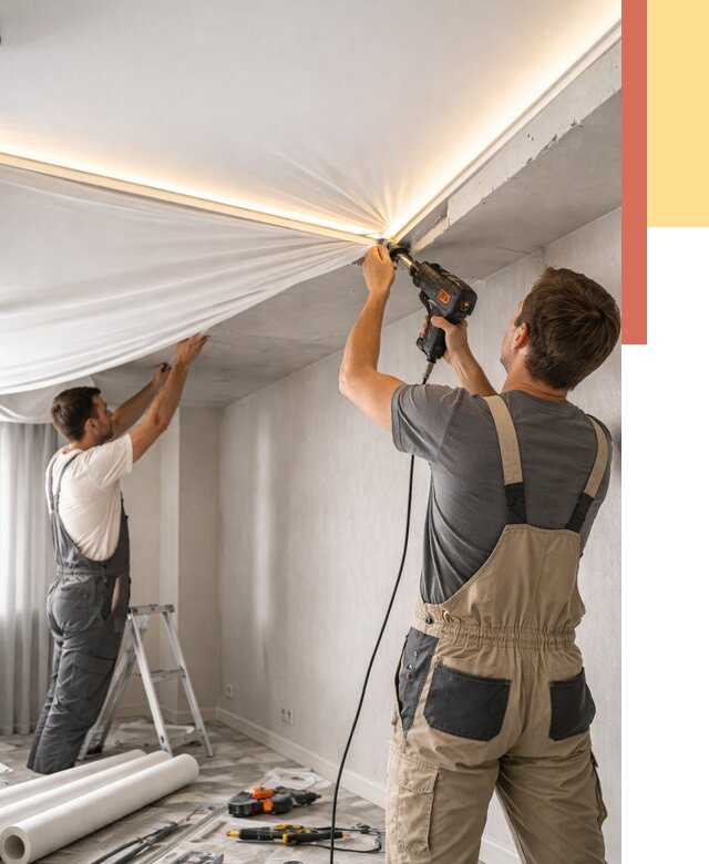 Монтаж натяжного потолка с подсветкой в Владивостоке от 966 руб. | ОТДЕЛОЧНИК-Влд