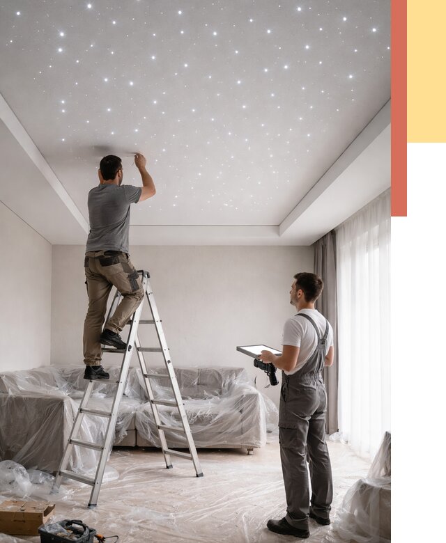 Монтаж натяжного потолка «звездное небо» в Владивостоке от 6608 руб. | ОТДЕЛОЧНИК-Влд