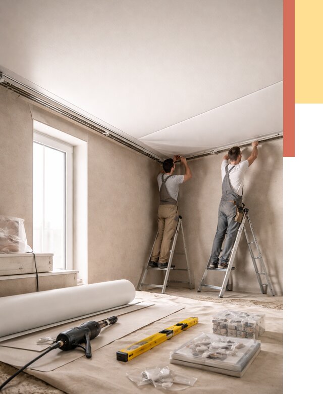 Монтаж натяжного потолка в спальне в Владивостоке от 3863 руб. под ключ | ОТДЕЛОЧНИК-Влд