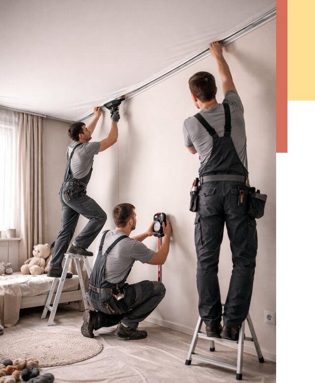 Монтаж натяжного потолка в детской в Владивостоке от 3558 руб. — быстро и недорого | ОТДЕЛОЧНИК-Влд