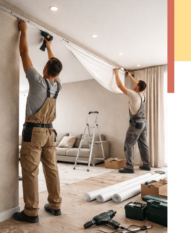 Монтаж натяжного потолка в гостиной в Владивостоке от 559 руб. | ОТДЕЛОЧНИК-Влд