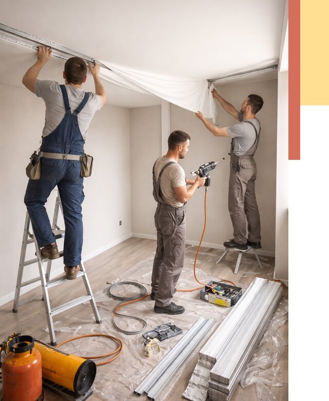 Монтаж натяжного потолка в студии в Владивостоке от 5591 руб. — быстро и недорого | ОТДЕЛОЧНИК-Влд