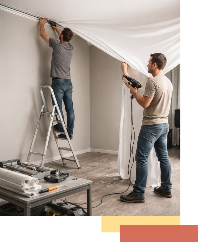 Монтаж натяжного потолка в студии в Владивостоке