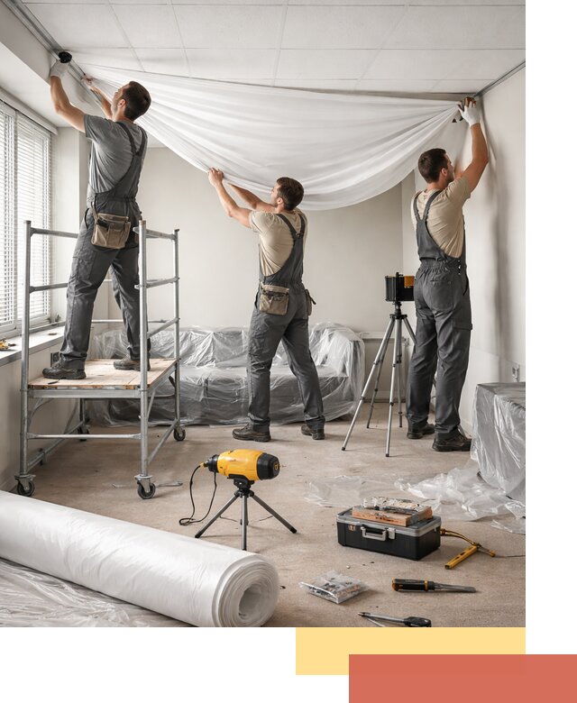 Монтаж натяжного потолка в офисе в Владивостоке