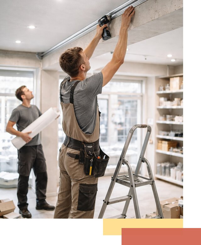 Монтаж натяжных потолков в магазине в Владивостоке