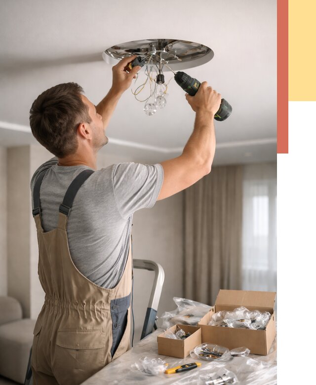 Установка люстры в натяжной потолок в Владивостоке от 1220 руб. | Быстро и недорого — ОТДЕЛОЧНИК-Влд