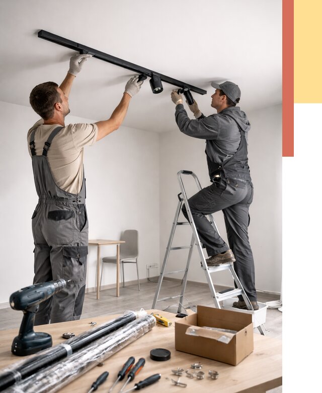 Установка трековых светильников в натяжной потолок в Владивостоке от 4270 руб. | ОТДЕЛОЧНИК-Влд