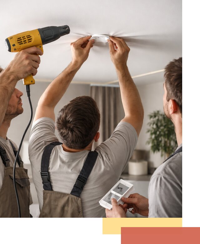 Ремонт прокола полотна натяжного потолка в Владивостоке