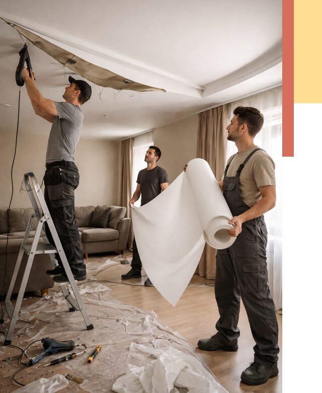 Замена полотна натяжного потолка в Владивостоке от 9658 руб. быстро и недорого | ОТДЕЛОЧНИК-Влд