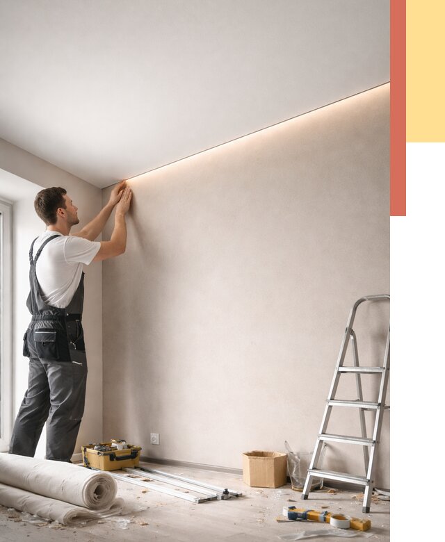 Теневые натяжные потолки в Владивостоке от 8336 руб. под ключ | ОТДЕЛОЧНИК-Влд