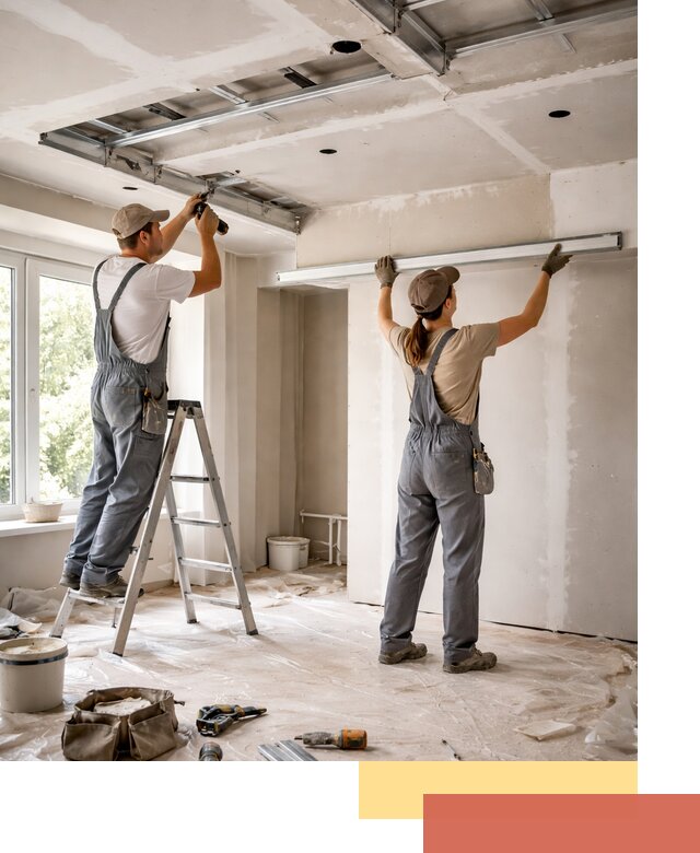 Монтаж многоуровневого потолка из гипсокартона в Владивостоке