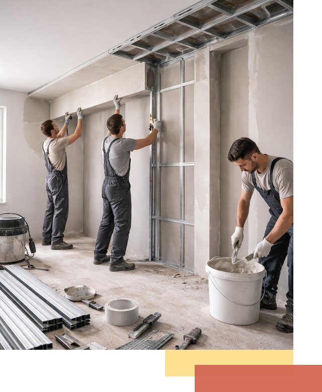 Монтаж потолка из гипсокартона с нишей в Владивостоке