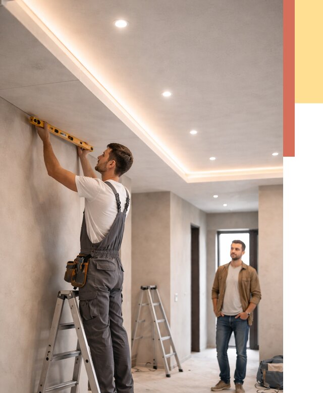 Потолок из гипсокартона с подсветкой в Владивостоке от 762 руб./м2 под ключ | ОТДЕЛОЧНИК-Влд